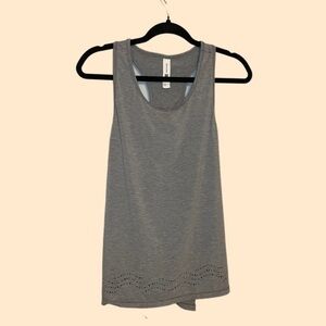 All In Motion Womens Laser Cut Split Hem Athletic Tank Top Medium  Gray